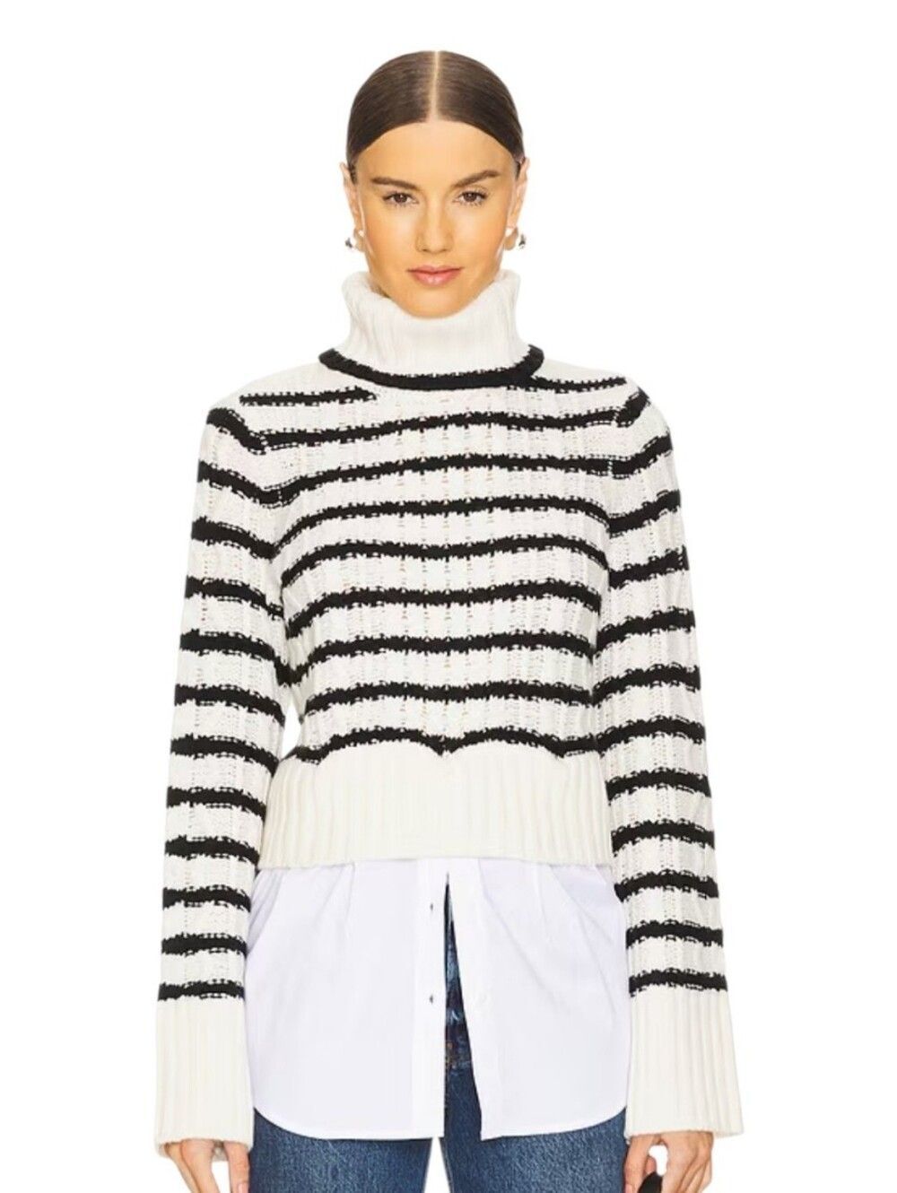 Veronica Beard Iyla Turtleneck in Ivory & Black Size XS